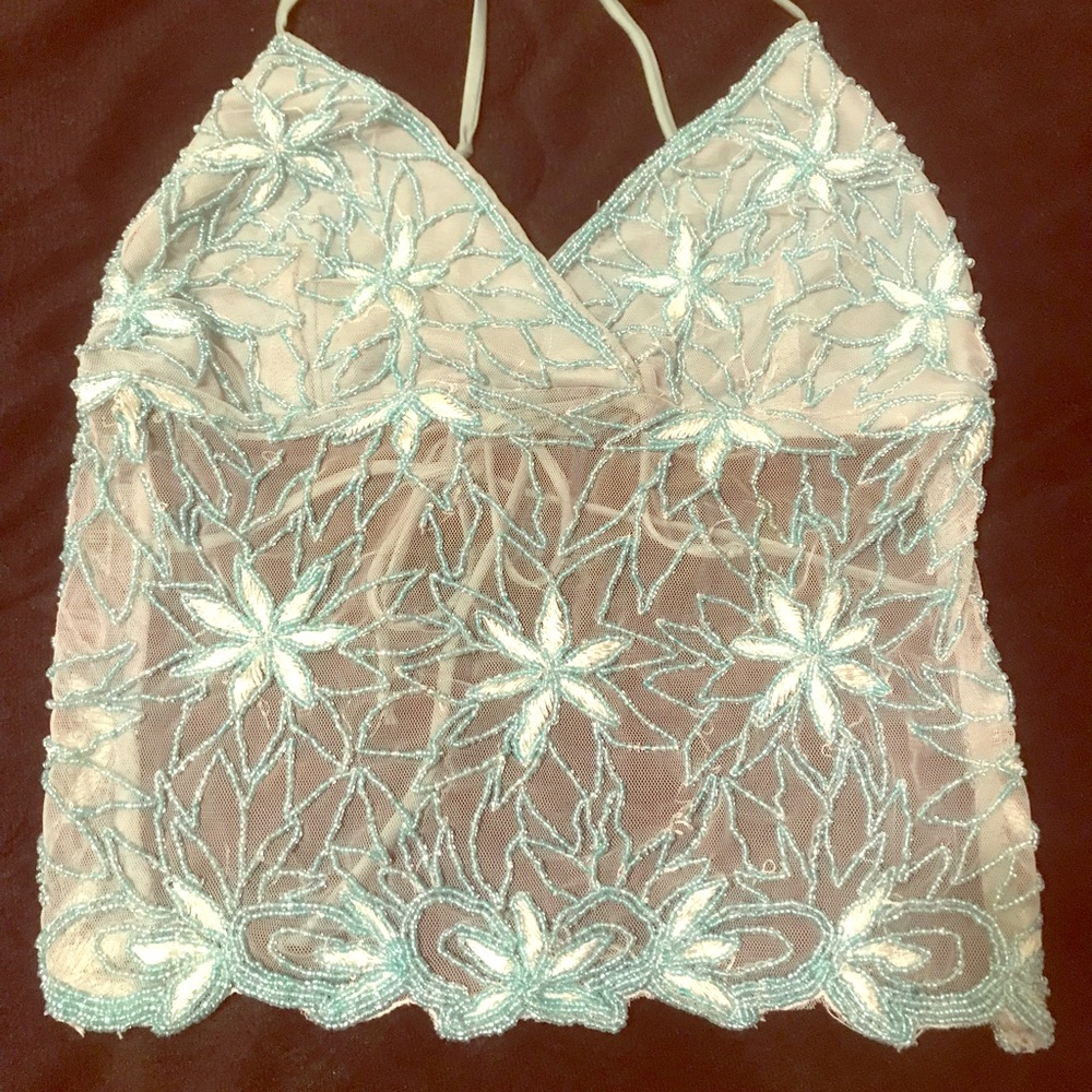 Beaded backless top